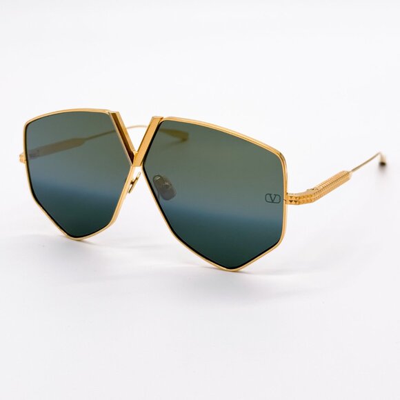 NEW VALENTINO V-HEXAGON VLS-115B WOMEN GREEN TITANIUM SUNGLASSES VALENTINO - Picture 4 of 12